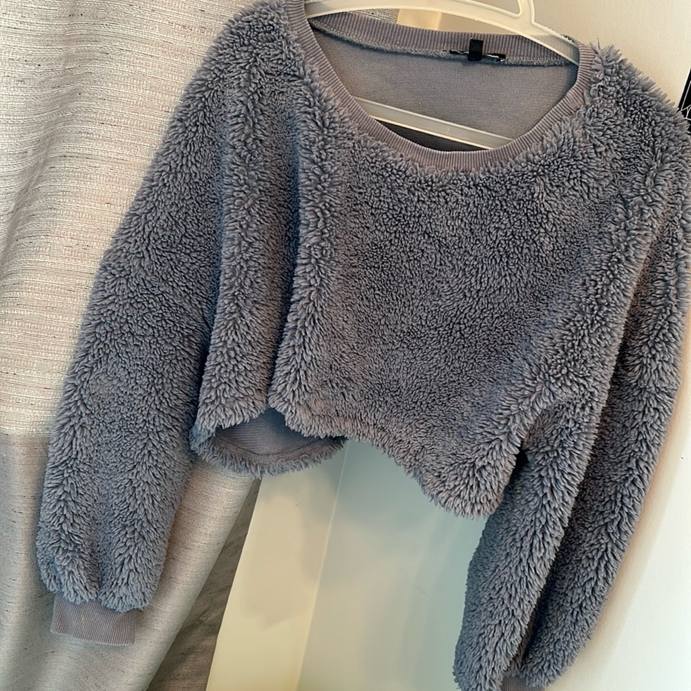 Fashion nova crop fuzzy sweater